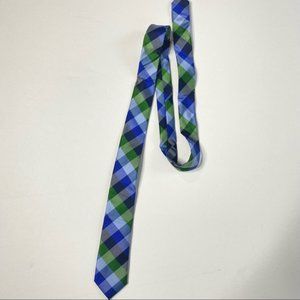little boys blue and green plaid tie
